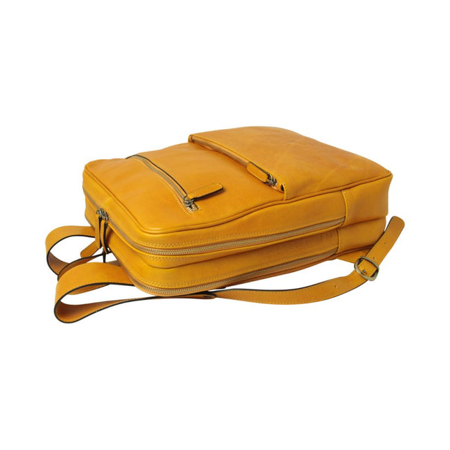 Genua | Compacte Italiaans volnerf leren rugtas met trolley strap
