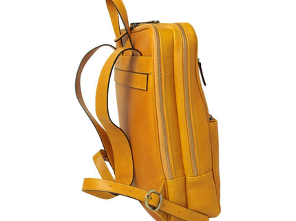 Genua | Compacte Italiaans volnerf leren rugtas met trolley strap