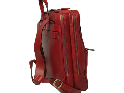 Genua | Compacte Italiaans volnerf leren rugtas met trolley strap
