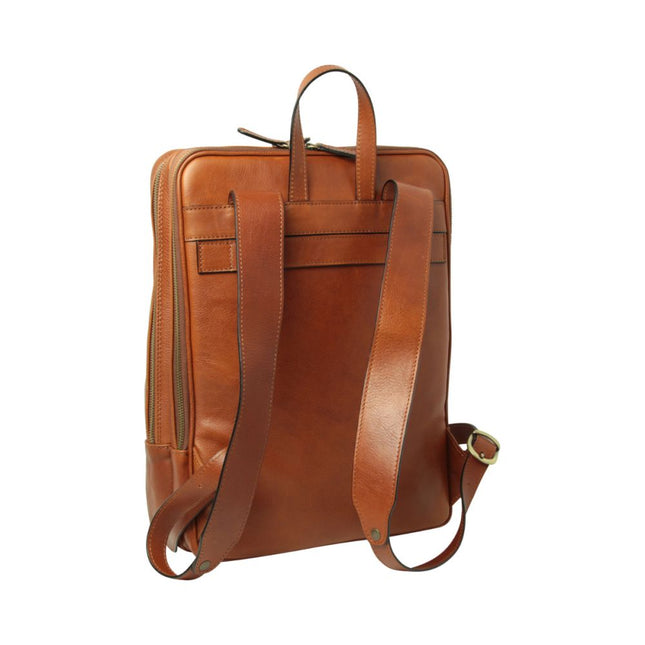 Genua | Compacte Italiaans volnerf leren rugtas met trolley strap