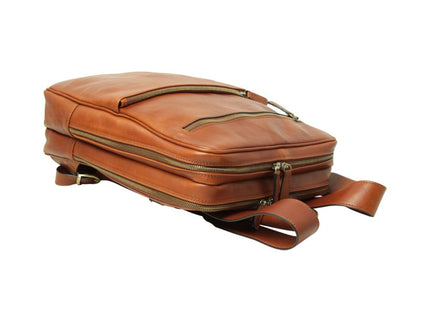 Genua | Compacte Italiaans volnerf leren rugtas met trolley strap