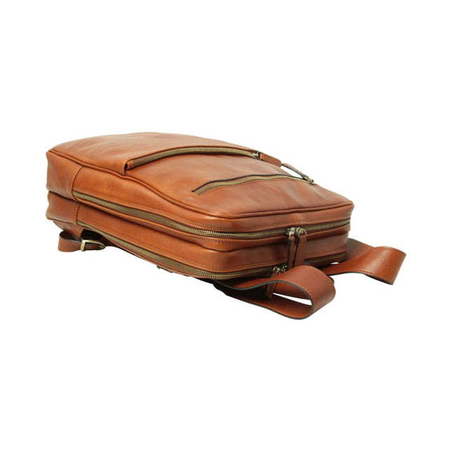 Genua | Compacte Italiaans volnerf leren rugtas met trolley strap