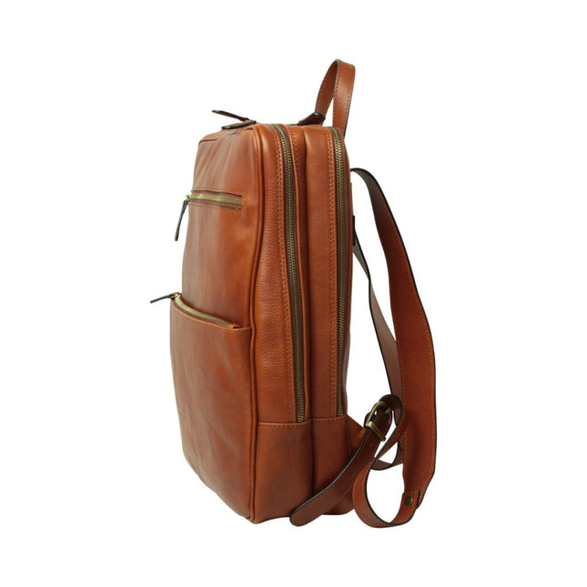 Genua | Compacte Italiaans volnerf leren rugtas met trolley strap
