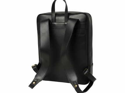 Genua | Compacte Italiaans volnerf leren rugtas met trolley strap