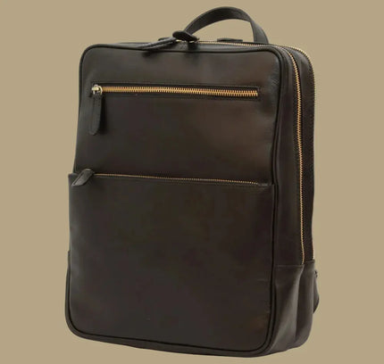 Genua | Compacte Italiaans volnerf leren rugtas met trolley strap