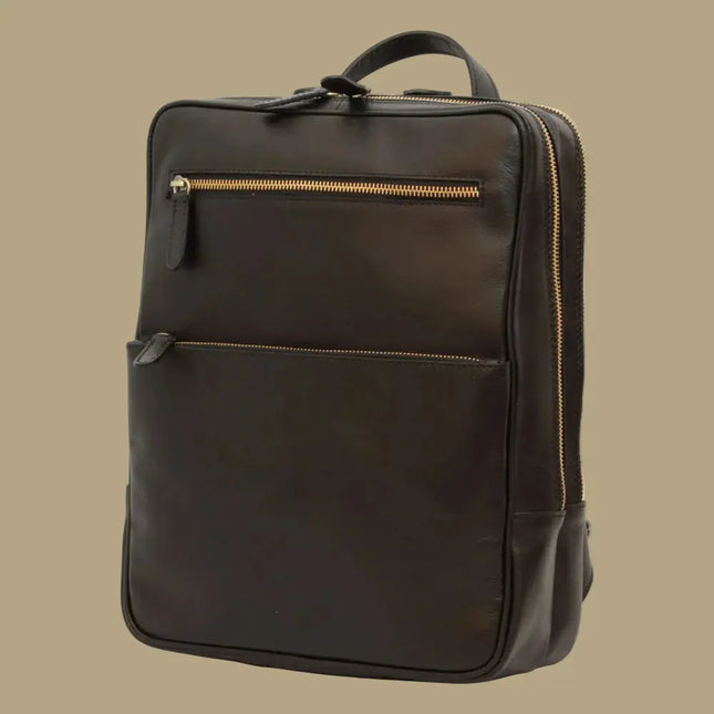 Genua | Compacte Italiaans volnerf leren rugtas met trolley strap