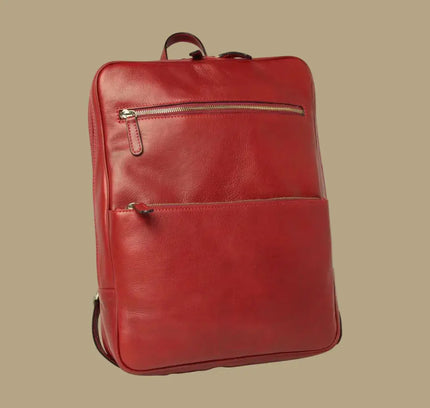 Genua | Compacte Italiaans volnerf leren rugtas met trolley strap