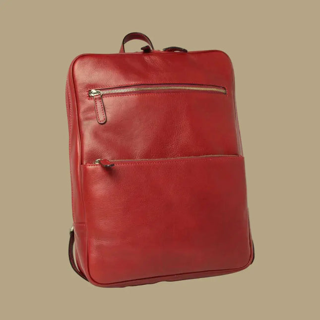 Genua | Compacte Italiaans volnerf leren rugtas met trolley strap