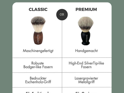 SHAVENT Scheerkwast Classic – dashaar-achtige borstelharen, handvat van esdoornhout, voor een luxueuze scheerervaring