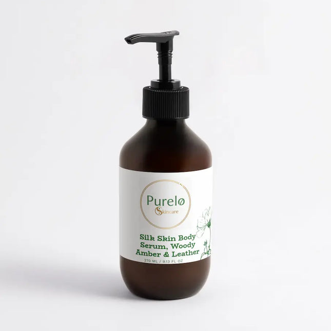 Silk Skin Body Serum, Woody Amber & Leather | Purelo Skincare