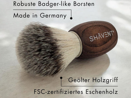 SHAVENT Scheerkwast Classic – dashaar-achtige borstelharen, handvat van esdoornhout, voor een luxueuze scheerervaring