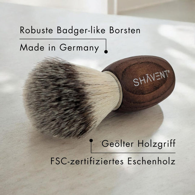 SHAVENT Scheerkwast Classic – dashaar-achtige borstelharen, handvat van esdoornhout, voor een luxueuze scheerervaring