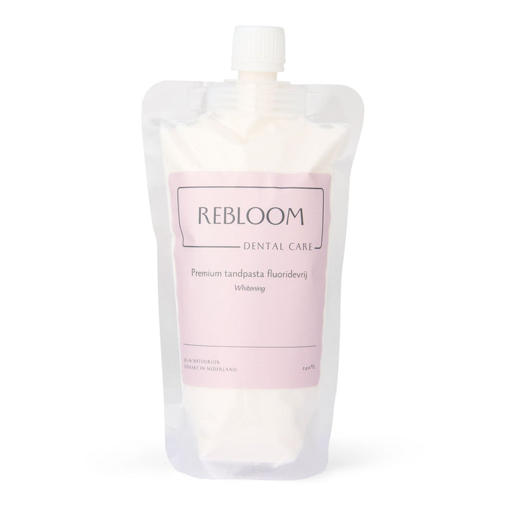 Navulverpakking premium tandpasta - fluoridevrij - 240ml/ 4 tubes