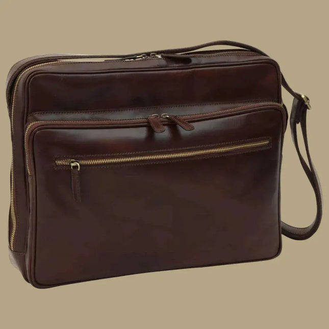 Ricardo | Leren laptoptas met ritssluitingen
