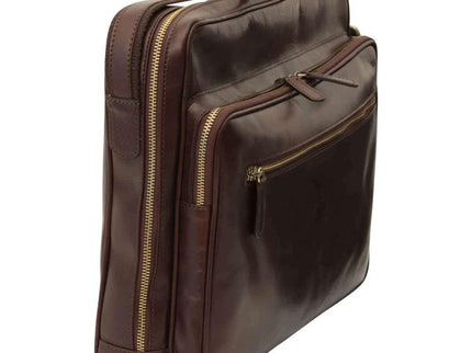 Royalelerenlaptoptasdonkerbruinzijkant - Richards-Specials-Store.com