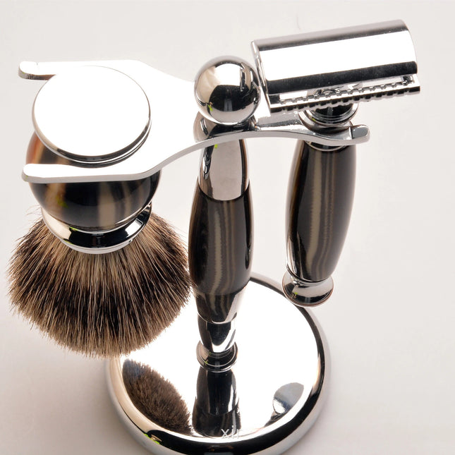 3 Delige scheerset, Safety Razor, Scheerkwast en houder