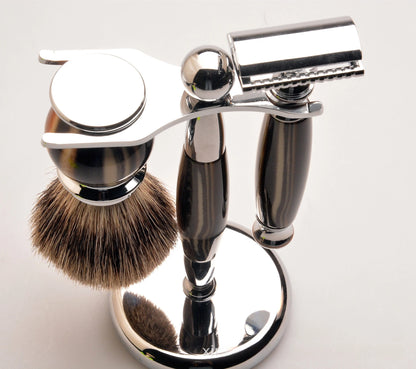 3 Delige scheerset, Safety Razor, Scheerkwast en houder
