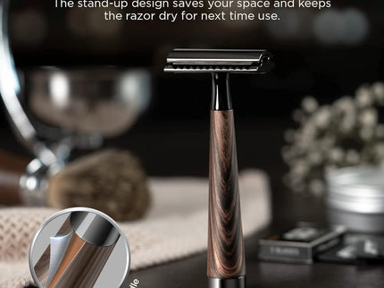 Safety Razor, handvat van imitatiehout en zinklegering