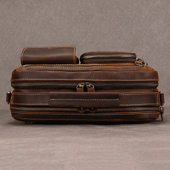 Javier - Duurzame Vintage Rund Lederen Mannen Handtas | Richard's Specials - Richards-Specials-Store.com