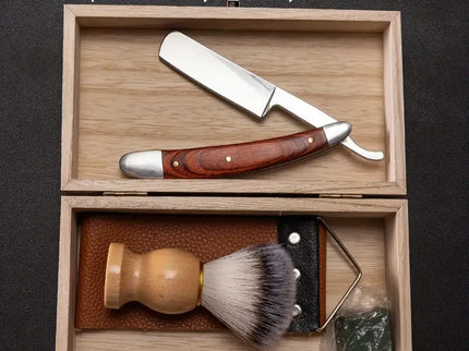 High-End Heren Scheerset met Barbiersmes.
