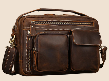 Javier - Duurzame Vintage Rund Lederen Mannen Handtas | Richard's Specials
