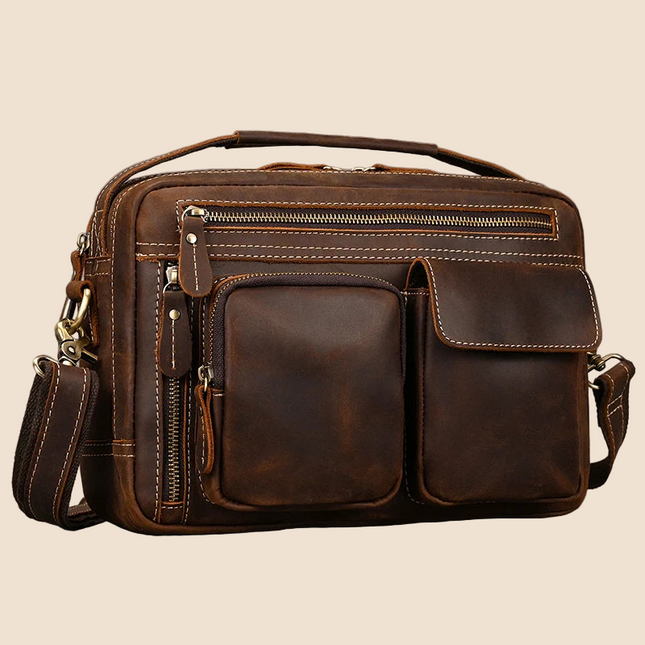 Javier - Duurzame Vintage Rund Lederen Mannen Handtas | Richard's Specials