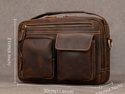 Javier - Duurzame Vintage Rund Lederen Mannen Handtas | Richard's Specials