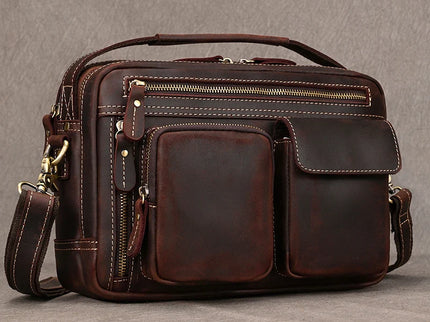 Javier - Duurzame Vintage Rund Lederen Mannen Handtas | Richard's Specials