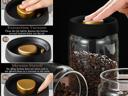 Vacuüm verzegelde pot voor droge opslag in uw keuken.