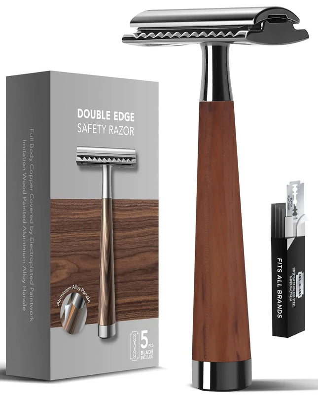 Safety Razor, handvat van imitatiehout en zinklegering - Richards-Specials-Store.com