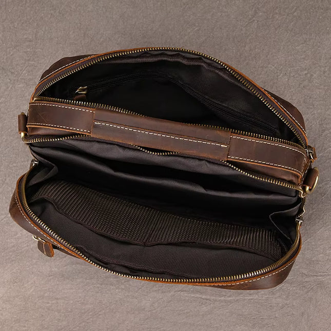 Javier - Duurzame Vintage Rund Lederen Mannen Handtas | Richard's Specials - Richards-Specials-Store.com