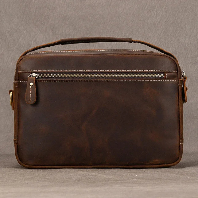 Javier - Duurzame Vintage Rund Lederen Mannen Handtas | Richard's Specials - Richards-Specials-Store.com