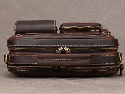 Javier - Duurzame Vintage Rund Lederen Mannen Handtas | Richard's Specials