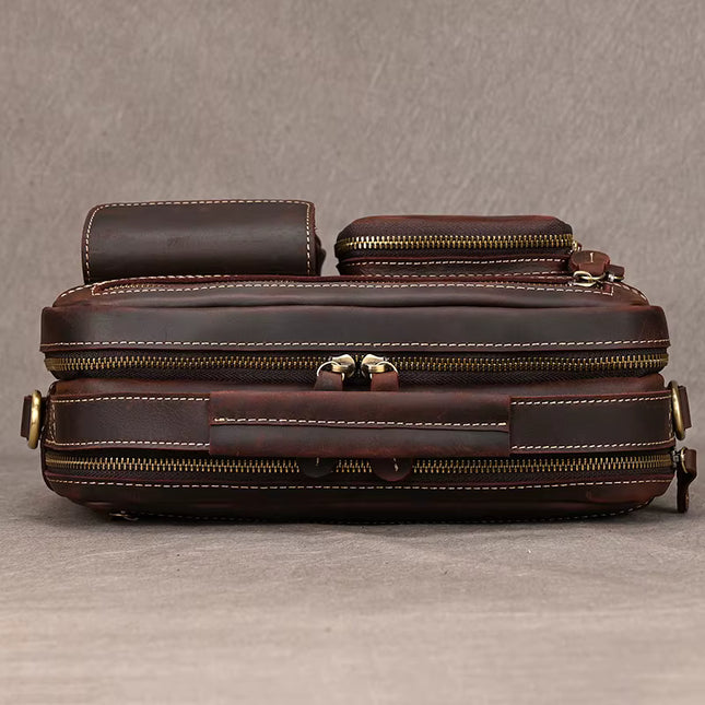 Javier - Duurzame Vintage Rund Lederen Mannen Handtas | Richard's Specials - Richards-Specials-Store.com