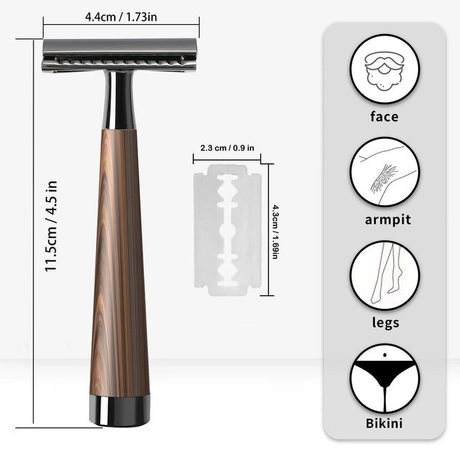 Safety Razor, handvat van imitatiehout en zinklegering - Richards-Specials-Store.com