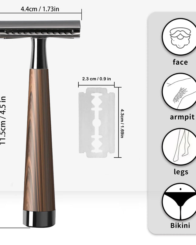 Safety Razor, handvat van imitatiehout en zinklegering - Richards-Specials-Store.com