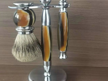 3 Delige scheerset, Safety Razor, Scheerkwast en houder