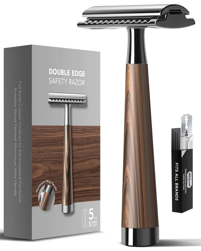 Safety Razor, handvat van imitatiehout en zinklegering - Richards-Specials-Store.com