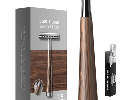 Safety Razor, handvat van imitatiehout en zinklegering