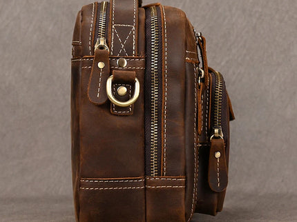 Javier - Duurzame Vintage Rund Lederen Mannen Handtas | Richard's Specials