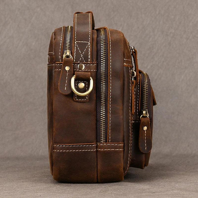 Javier - Duurzame Vintage Rund Lederen Mannen Handtas | Richard's Specials - Richards-Specials-Store.com