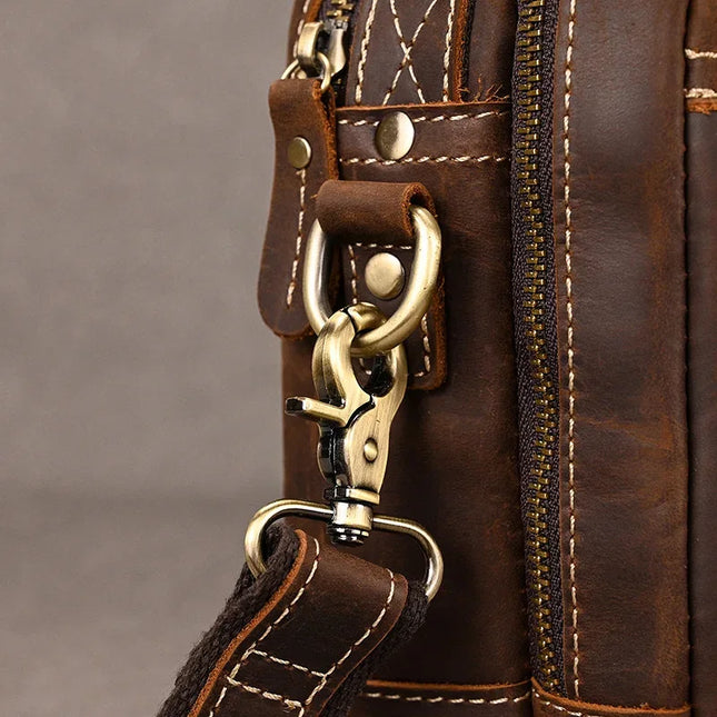 Javier - Duurzame Vintage Rund Lederen Mannen Handtas | Richard's Specials - Richards-Specials-Store.com