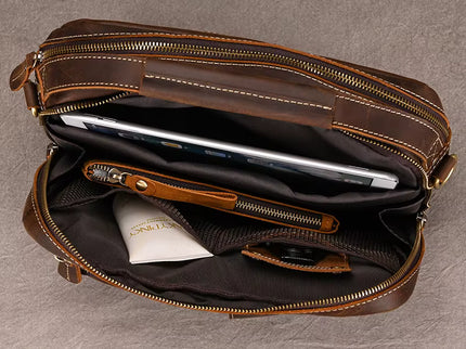 Javier - Duurzame Vintage Rund Lederen Mannen Handtas | Richard's Specials