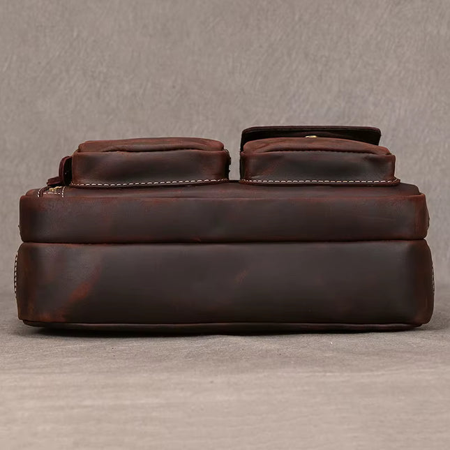 Javier - Duurzame Vintage Rund Lederen Mannen Handtas | Richard's Specials - Richards-Specials-Store.com