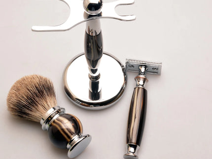3 Delige scheerset, Safety Razor, Scheerkwast en houder