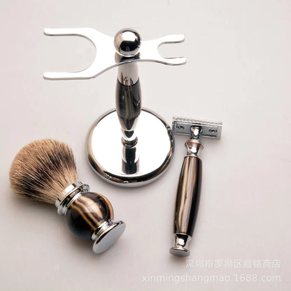 3 Delige scheerset, Safety Razor, Scheerkwast en houder