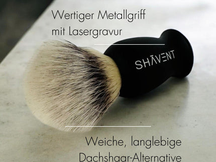 SHAVENT scheerkwast – silvertip-achtig, elegant metalen handvat, handgemaakt