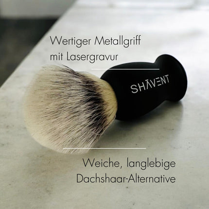 SHAVENT scheerkwast – silvertip-achtig, elegant metalen handvat, handgemaakt