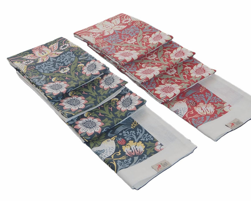 Halflinnen Theedoek William Morris Strawberry Thief Blue