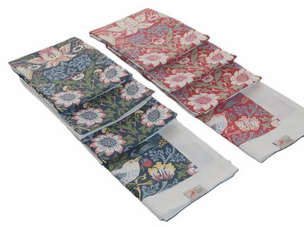 Halflinnen Theedoek William Morris Strawberry Thief Red